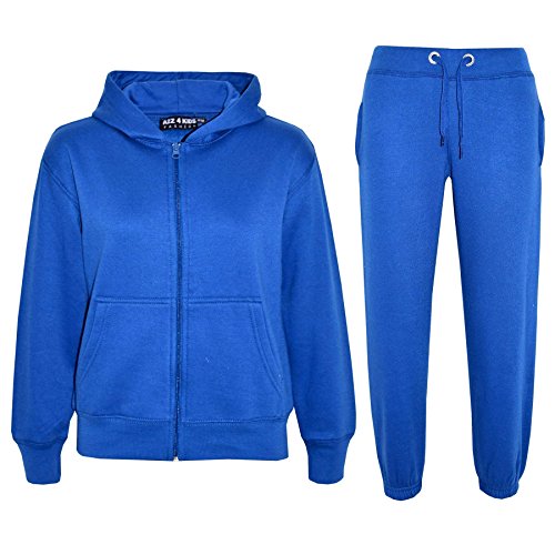 A2Z 4 Kids Mädchen Jungen Einfarbig Trainingsanzug Kapuzenpullover - T.S Plain Royal 5-6 von A2Z 4 Kids