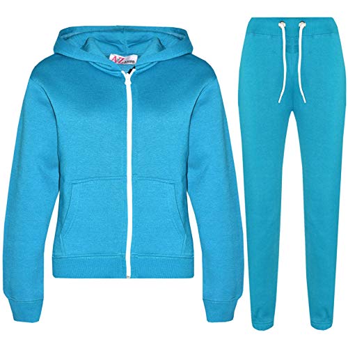 A2Z 4 Kids Mädchen Jungen Einfarbig Trainingsanzug Kapuzenpullover - T.S Plain Turquoise 2-3. von A2Z 4 Kids