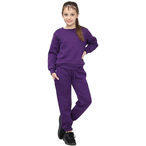 A2Z 4 Kids Mädchen Jungen Einfarbig Trainingsanzug Pullover Sweatshirt - T.S Plain Jumper 108 Purple 11-12 von A2Z 4 Kids