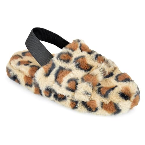 A2Z 4 Kids Mädchen Jungen Flauschige Hausschuhe Kunstpelz Gesteppte Slider - SLPR AZ32052 Leopard 2/3 UK von A2Z 4 Kids