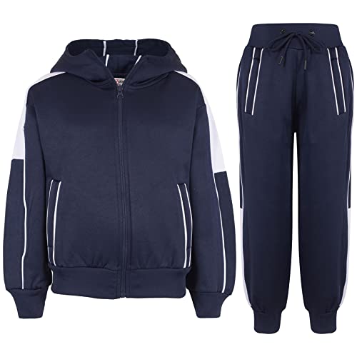 A2Z 4 Kids Mädchen Jungen Trainingsanzug Kontrast Getäfelt Kapuzen - T.S 116 Navy 13 von A2Z 4 Kids