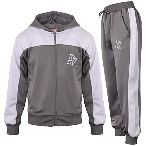 A2Z 4 Kids Mädchen Jungen Unisex Trainingsanzug Designer A2Z Bestickt Kontrast Mit Panel - T.S A2Z 704 Steel Grey 9-10 von A2Z 4 Kids