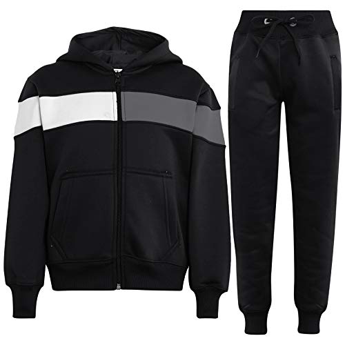 A2Z 4 Kids Mädchen Jungen Unisex Trainingsanzug Designer Kontrast Panel - T.S Plain 106 Black 7-8 von A2Z 4 Kids