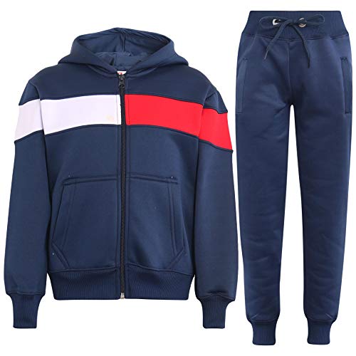 A2Z 4 Kids Mädchen Jungen Unisex Trainingsanzug Designer Kontrast Panel - T.S Plain 106 Navy 7-8 von A2Z 4 Kids