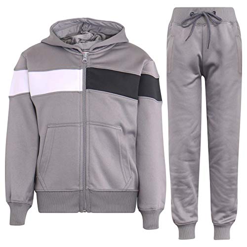 A2Z 4 Kids Mädchen Jungen Unisex Trainingsanzug Designer Kontrast Panel - T.S Plain 106 Steel Grey 13 von A2Z 4 Kids