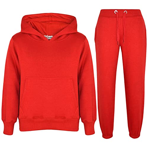 A2Z 4 Kids Mädchen Jungen Unisex Trainingsanzug Uni Mit Kapuze Sweatshirt - T.S Plain 105 Red 9-10 von A2Z 4 Kids