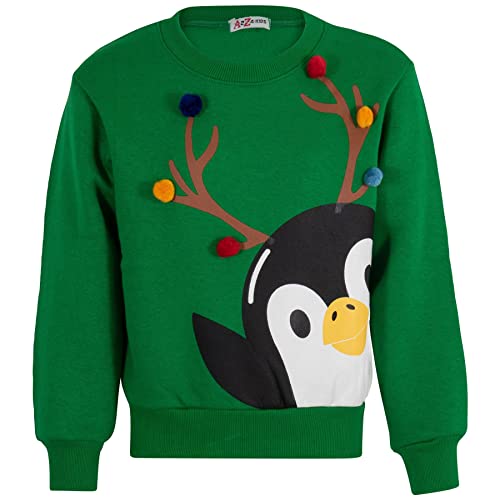 A2Z 4 Kids Mädchen Jungen Weihnachten Aufdruck Sweatshirt - Jumper Penguin Green 5-6 von A2Z 4 Kids