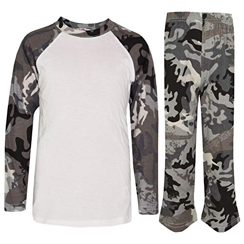 A2Z 4 Kids Mädchen Jungs Pjs Plain Pyjama Set Lounge Anzug - PJS Plain Camo Charcoal 13 von A2Z 4 Kids