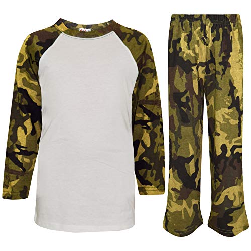 A2Z 4 Kids Mädchen Jungs Pjs Plain Pyjama Set Lounge Anzug Top Bottom - PJS Plain Camo Green 13 von A2Z 4 Kids