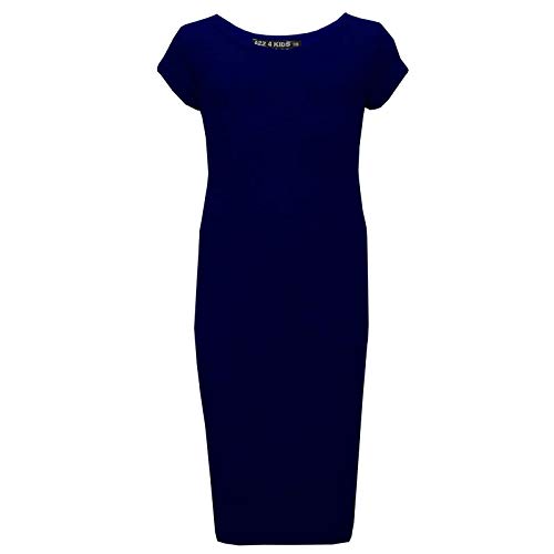 A2Z 4 Kids Mädchen Kleider Plain Schlank Fit Strecken Bodycon - Midi Dress Navy 13 von A2Z 4 Kids