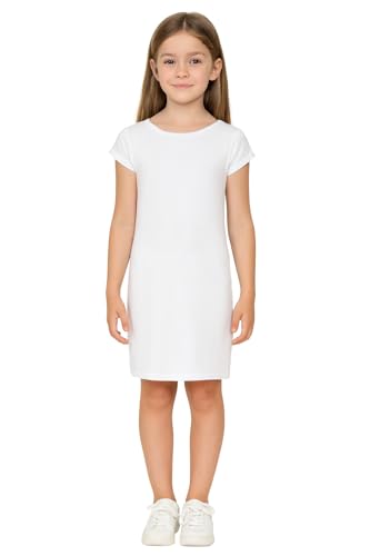 A2Z 4 Kids Mädchen Kleider Plain Schlank Fit Strecken Bodycon - Midi Dress White 5-6 von A2Z 4 Kids