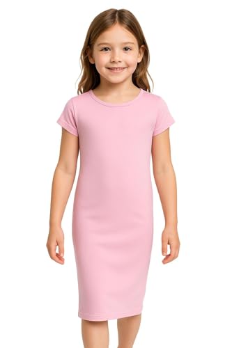 A2Z 4 Kids Mädchen Kleider Plain Schlank Fit Strecken Bodycon - New MidiDress Baby Pink 5-6 von A2Z 4 Kids