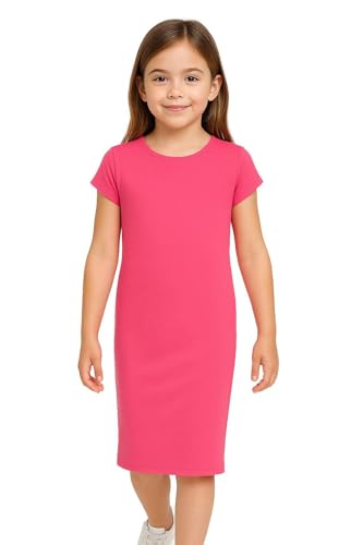 A2Z 4 Kids Mädchen Kleider Plain Schlank Fit Strecken Bodycon - New MidiDress Neon Pink 11-12 von A2Z 4 Kids