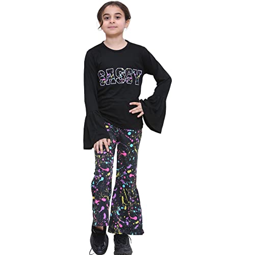 A2Z 4 Kids Mädchen Lieben Druck Spitze Kurz Ärmel - Sassy Set 233 Black_13 von A2Z 4 Kids