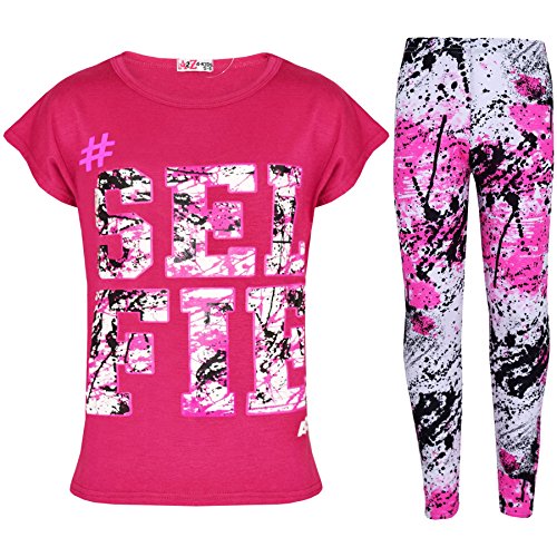 A2Z 4 Kids®, Set mit T-Shirt mit LOVE-Aufdruck und Leggings im Farbspritzer-Design für Mädchen im Alter von 7 bis 13 Jahren Gr. 7-8 Jahre, Selfie Splash Set Pink von A2Z 4 Kids