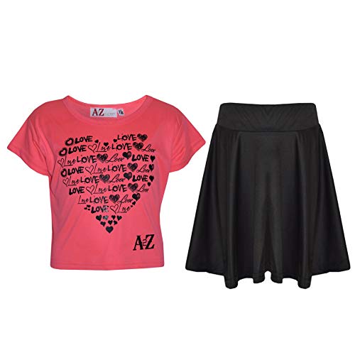 A2Z 4 Kids Mädchen Love T Shirt Skirt Set Soft Feel - New Crop Top Love Skirt N. Pink 13 von A2Z 4 Kids
