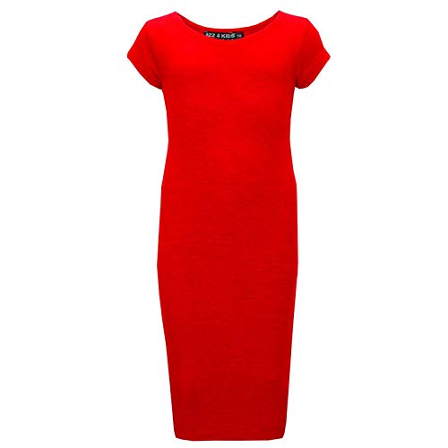 A2Z 4 Kids Mädchen Midi Kleid Kinder Einfach - Midi Dress Red 11-2 von A2Z 4 Kids