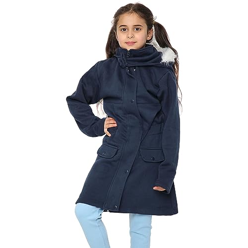 A2Z 4 Kids Mädchen Mit Kapuze Jacke Faux Pelz Lange Parka - Jacket JK27 Navy 9-10 von A2Z 4 Kids