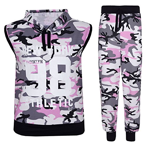 A2Z 4 Kids Mädchen New York Brooklyn 98 Athlectic Tarnung Aufdruck - Camo Set Baby Pink Sleeveless 13 von A2Z 4 Kids