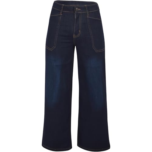 A2Z 4 Kids Mädchen Palazzo Jeans Breit Bein Stretchig - Jeans JN45 Dark Blue 9-10 von A2Z 4 Kids