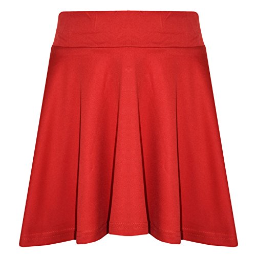 A2Z 4 Kids Mädchen Einfarbig Skaterrock Camouflage Für Schule Trendy Weich Gefühl - Plain Skater Skirt Red 7-8 von A2Z 4 Kids