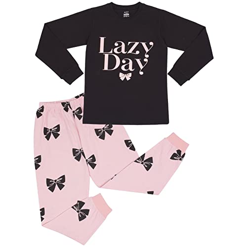 A2Z 4 Kids Mädchen Pyjama Kinder Pyjamas 2 Stück Satz Lazy Day Drucken Schwarz - PJS 209 Lazy Black_9-10 von A2Z 4 Kids