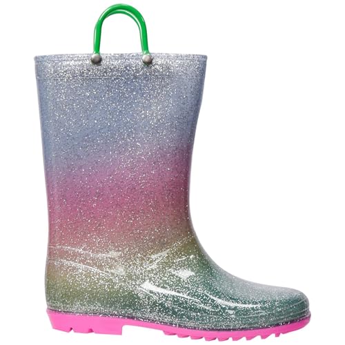 A2Z 4 Kids Mädchen Regen Stiefel Rutschfest Wasserdicht PVC Kind Wellies Trag Griffe - Wellies Galaxy 2 UK von A2Z 4 Kids