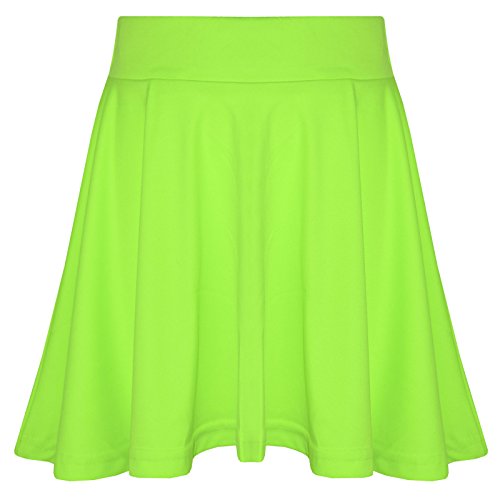 A2Z 4 Kids Mädchen Einfarbig Skaterrock Camouflage Für Schule Trendy Weich Gefühl - Plain Skater Skirt Neon Green 9-10 von A2Z 4 Kids