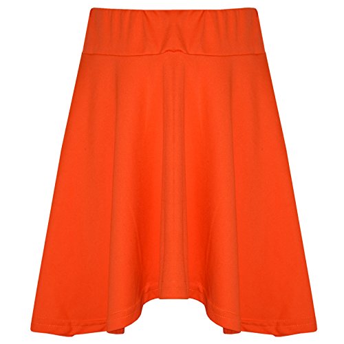A2Z 4 Kids Mädchen Einfarbig Skaterrock Camouflage Für Schule Trendy Weich Gefühl - Plain Skater Skirt Neon Orange 5-6 von A2Z 4 Kids