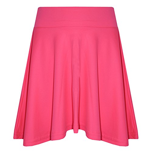 A2Z 4 Kids Mädchen Einfarbig Skaterrock Camouflage Für Schule Trendy Weich Gefühl - Plain Skater Skirt Neon Pink 7-8 von A2Z 4 Kids