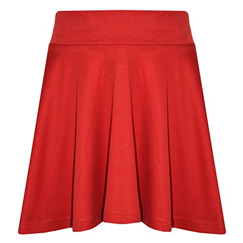 A2Z 4 Kids Mädchen Rocks Kinder Schule Mode Sommer - Plain Skater Skirt Red 9-10 von A2Z 4 Kids