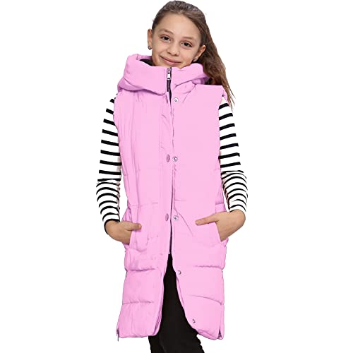 A2Z 4 Kids Mädchen Rosa Steppweste Mit Kapuze Gepolsterte Lange Weste - Gilet 934 Pink._13 von A2Z 4 Kids