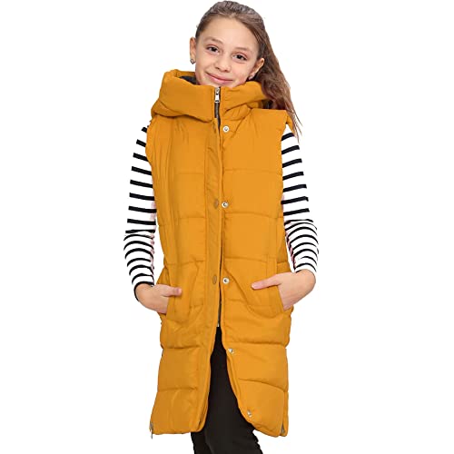 A2Z 4 Kids Mädchen Runter Weste Mode Übergröße Mit Kapuze Gepolstert - Gilet 934 Mustard 7-8 von A2Z 4 Kids