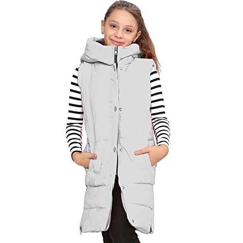 A2Z 4 Kids Mädchen Runter Weste Mode Übergröße Mit Kapuze Gepolstert - Gilet 934 White 7-8 von A2Z 4 Kids