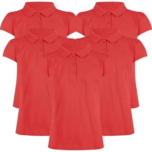 A2Z 4 Kids Mädchen Schlicht Polo Hemden Sommer Panzer Top Und Tees Neu Lässig Mode - Girls Polo Shirt Red 5 Pack 9-10 von A2Z 4 Kids