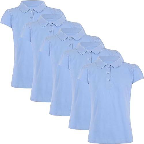 A2Z 4 Kids Mädchen Schlicht Polo Hemden Sommer Panzer Top Und Tees Neu Lässig Mode - Girls Polo Shirt Sky Blue 5 Pack 9-10 von A2Z 4 Kids