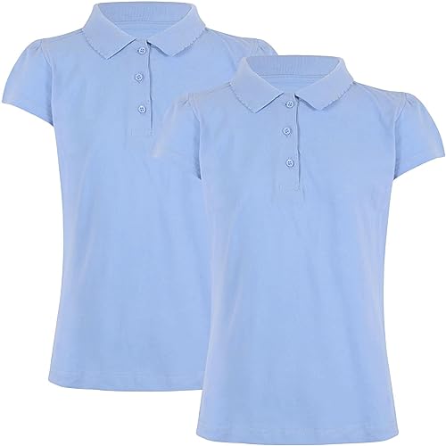 A2Z 4 Kids Mädchen Schlicht Polo Hemden Sommer Panzer Top Und Tees Neu Lässig Mode - Girls Polo Shirt Sky Blue 2 Pack 9-10 von A2Z 4 Kids