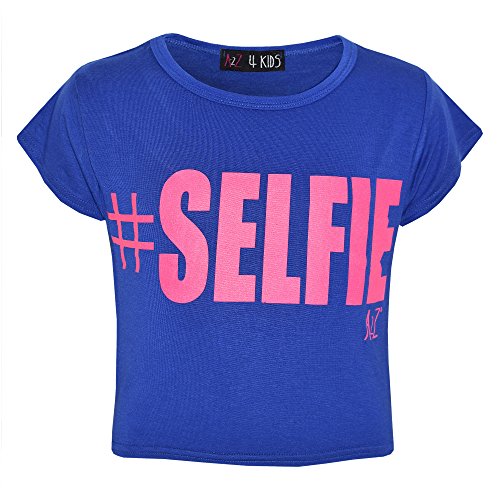 A2Z 4 Kids Mädchen #Selfie Crop Top Aktiv Kurzarm T Shirts Leicht - #Selfie Crop Top Royal 7-8 von A2Z 4 Kids