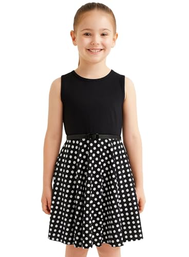 A2Z 4 Kids Mädchen Skater Kleid Fleckiges Panel Party Tanzen Sommerkleider Ärmellos - Skater Dress Spotty Panel Black 7-8 von A2Z 4 Kids