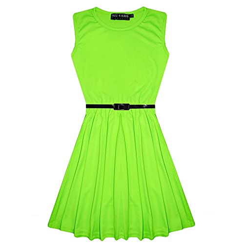 A2Z 4 Kids Mädchen Skater Kleid Kinder Party Kleider - New Skater Dress Neon Green 5-6 von A2Z 4 Kids