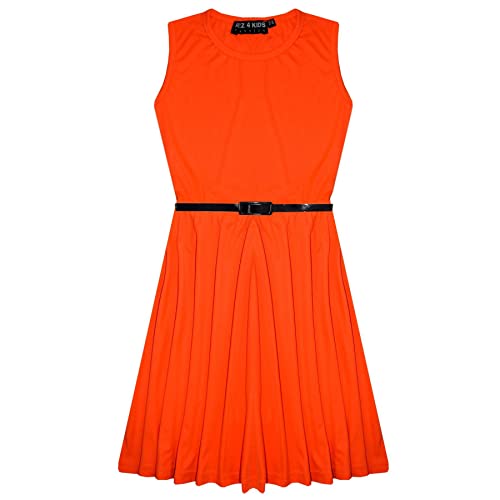 A2Z 4 Kids Mädchen Skater Kleid Kinder Party Kleider - New Skater Dress Neon Orange 11-12 von A2Z 4 Kids