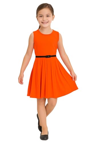A2Z 4 Kids Mädchen Einfarbig Skater Kleid Abend - New Skater Dress Neon Orange 11-12 von A2Z 4 Kids