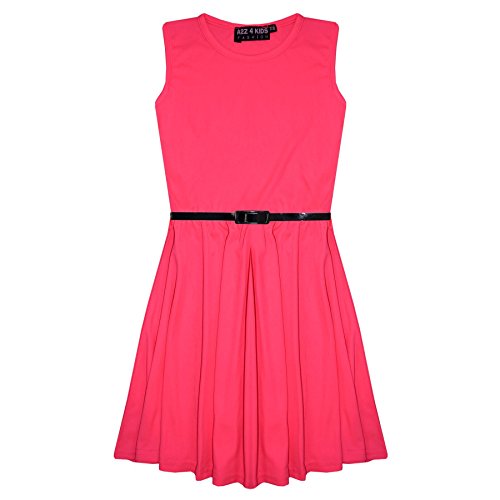 A2Z 4 Kids Mädchen Skater Kleid Kinder Party Kleider - New Skater Dress Neon Pink 5-6 von A2Z 4 Kids