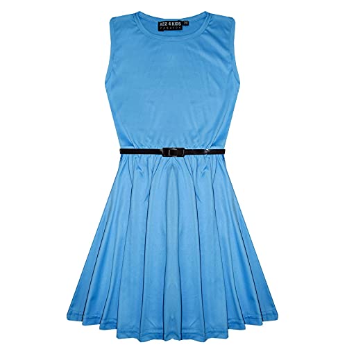 A2Z 4 Kids Mädchen Skater Kleid Kinder Party Kleider - New Skater Dress Sky Blue 7-8 von A2Z 4 Kids