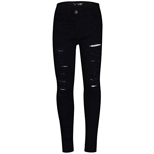 A2Z 4 Kids Mädchen Skinny Jeans Designer Jeans Zerrissene Stretch Leggings Hosen Mode Hosen Neue Alter 3 4 5 6 7 8 9 10 11 12 13 Jahre, schwarz (Jet Black), 11-12 Jahre von A2Z 4 Kids