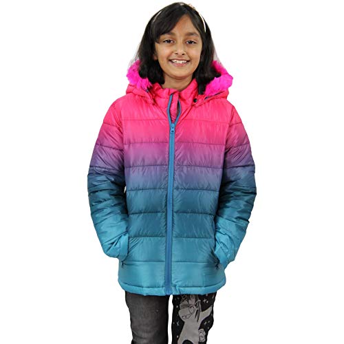 A2Z 4 Kids Mädchen Steppjacke Kunstpelz Kapuze Zweifarbig 3D Verwaschen Mode - Jacket JK22 Cerise 13 von A2Z 4 Kids