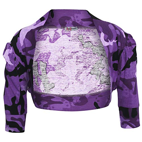 A2Z 4 Kids Mädchen Strickjacke Kinder Rüschen - Bolero Camo Purple 9-10 von A2Z 4 Kids