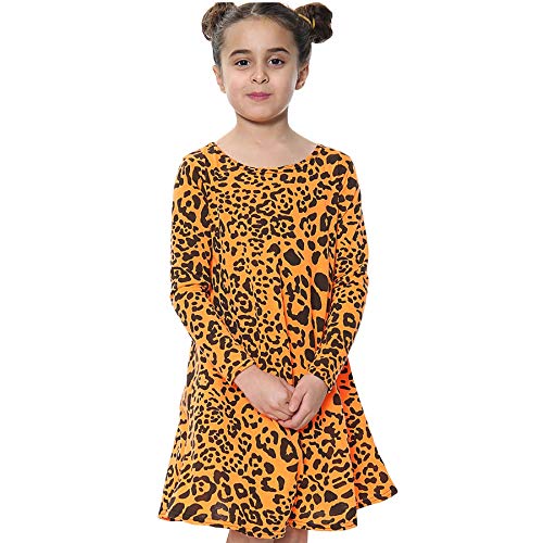 A2Z 4 Kids Mädchen Swing Kleid Leopard Top - Leopard 260 Swing Dress N.Orange 5-6 von A2Z 4 Kids