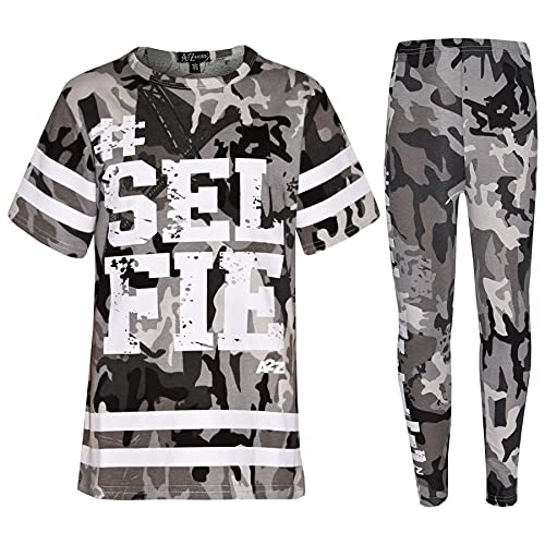 A2Z 4 Kids Mädchen Top Kinder Designer # SELFIE Aufdruck - Selfie 001 Set Camo Charcoal 7-8 von A2Z 4 Kids