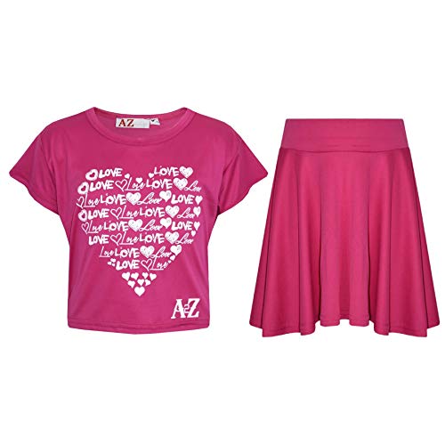 A2Z 4 Kids Mädchen Top Kinder Liebe Drucken Stilvoll - New Crop Top Love Skirt Pink 9-10.1 von A2Z 4 Kids